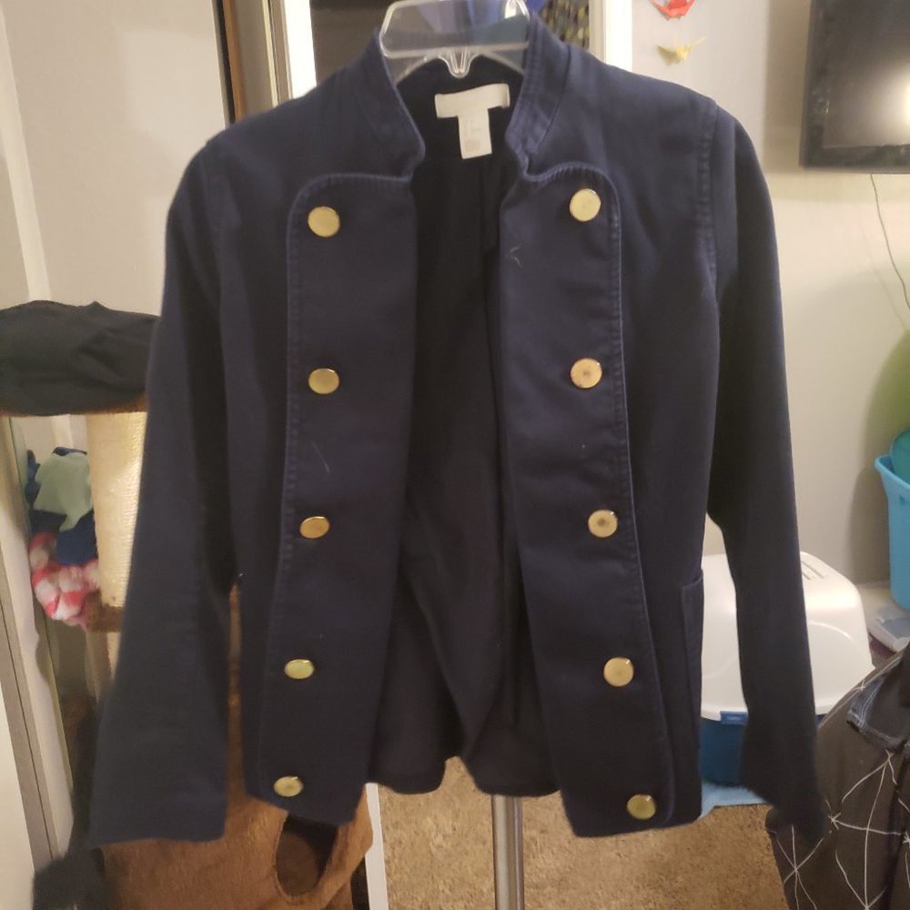 H&M Navy Military Style Blazer with Gold Button US 2/ EU 32s